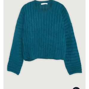Oak + Fort fuzzy ribbed sweater
